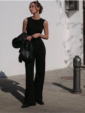 Marcella Whitney Jumpsuit Sleeveless Black Wide Leg